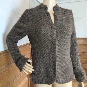 Angora & Lamb's Wool Brown Button Up Sweater M